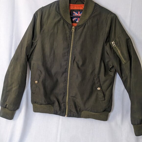 Miss London Women /Men  Green Bummer Flight Jacket Size Medium - Picture 7 of 12